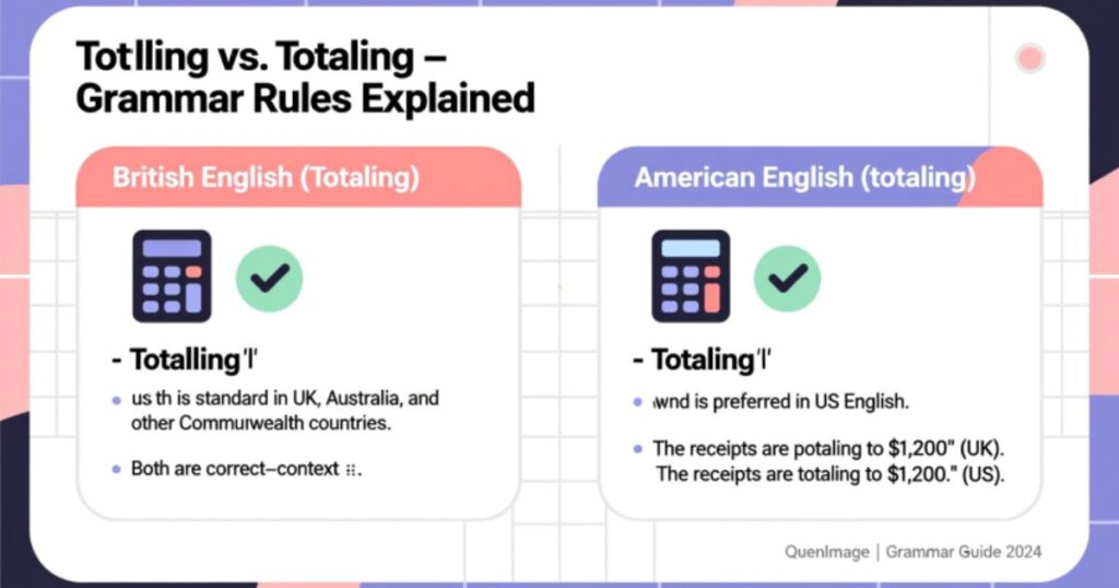 Grammar Rules for Totalling vs. Totaling